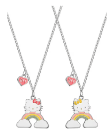 Sanrio Hello Kitty and Mimmy White Girls BFF Necklace Set - 17" + 3"