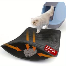 2 Pack Cat Litter Mat Litter Trapping Mat, Honeycomb Double Layer Litter Box Mat, Waterproof Leakproof Washable Easy Clean, Anti-Slip, Scatter Control