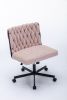 Criss Cross Legged Office Desk Chair with Wheels, Modern Armless Desk Chair with Wide Seat, Home Office Chairs for Work, Meditation, Vanity,Pink