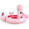 6 People Inflatable Flamingo Floating Island with 6 Cup Holders for Pool and River