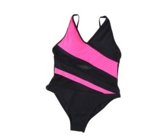 Mesh Slimming One Piece Swimsuits Bathing Suits (Color: Rose, size: M)