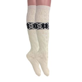 Cotton Knee High Knitted Socks for Women Novelty Knee Socks 1 Pair (Color: Ecru)