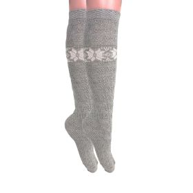 Cotton Knee High Knitted Socks for Women Novelty Knee Socks 1 Pair (Color: gray)