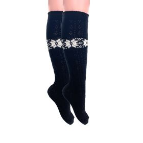 Cotton Knee High Knitted Socks for Women Novelty Knee Socks 1 Pair (Color: Black)