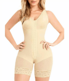 Fajas Colombianas Shapewear for Women Tummy Control Post Surgery Full Body Shaper Butt Lifter with Zipper Crotch skimsbodysuits solleonnewfajascurve e (Color: Beige, size: XXL)