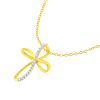 .925 Sterling Silver Diamond Accent Cross Ribbon 18" Pendant Necklace (I-J Color, I2-I3 Clarity)