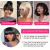 Elegant Straight Bob Human Hair Wig with Bangs - 180% Density, Glueless HD Lace Front, Natural Scalp Coverage, Vacation-Style for Women