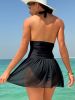 Ladies' one-piece black backless swimsuit, quick drying and elegant